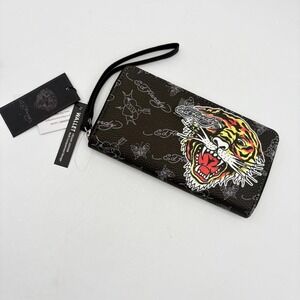 Ed Hardy Tiger Tattoo Wallet Wristlet Zip Around Clutch Purse